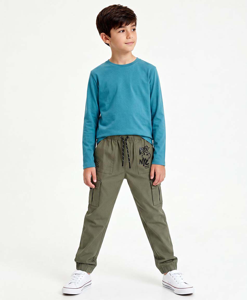Pantal&oacute;n ni&ntilde;o cargo graffiti twill
