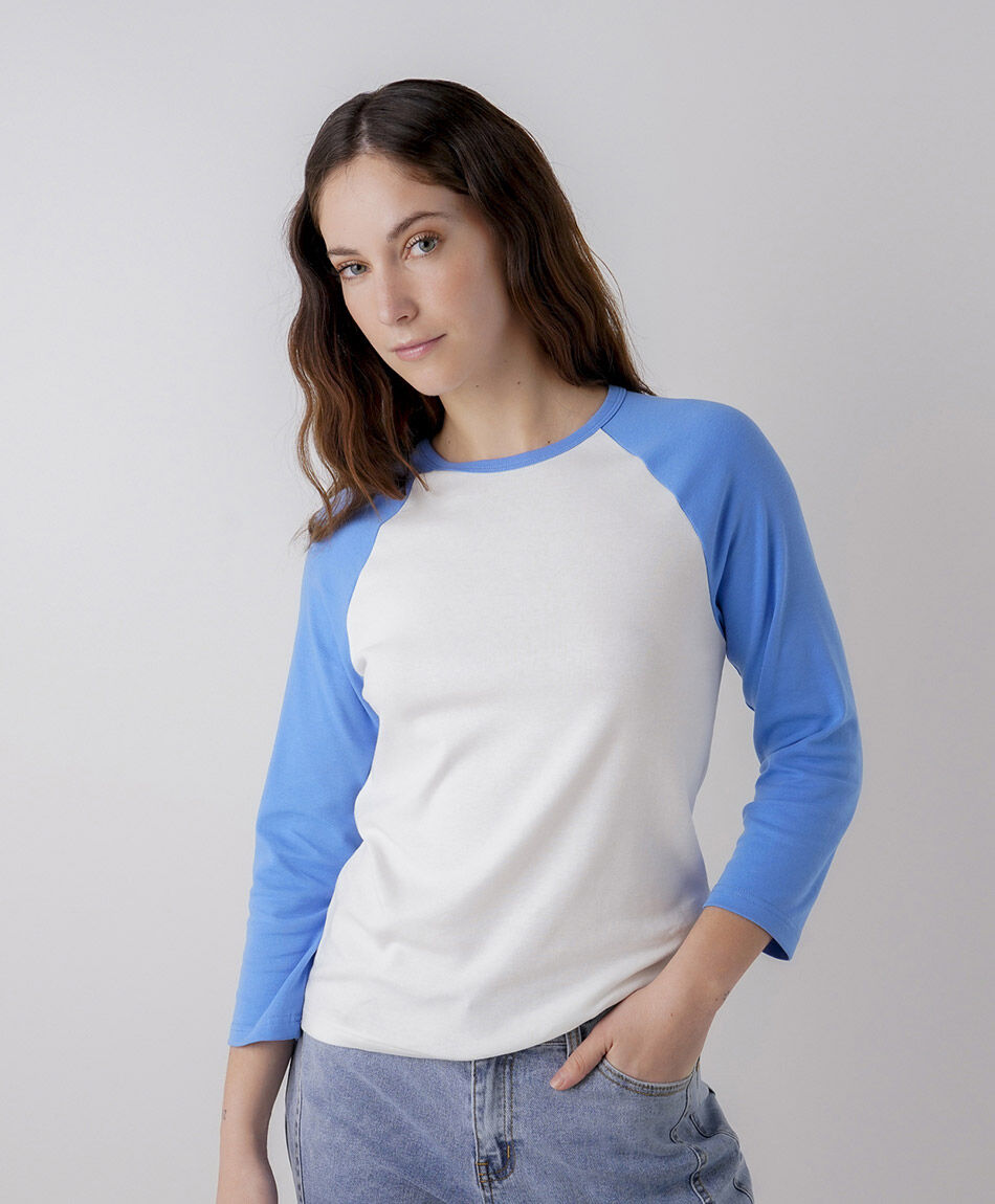 Remera mujer bicolor azul