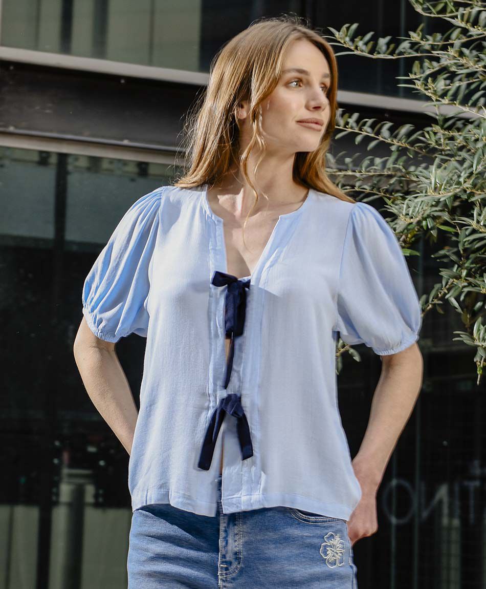 Camisa mujer doble lazo