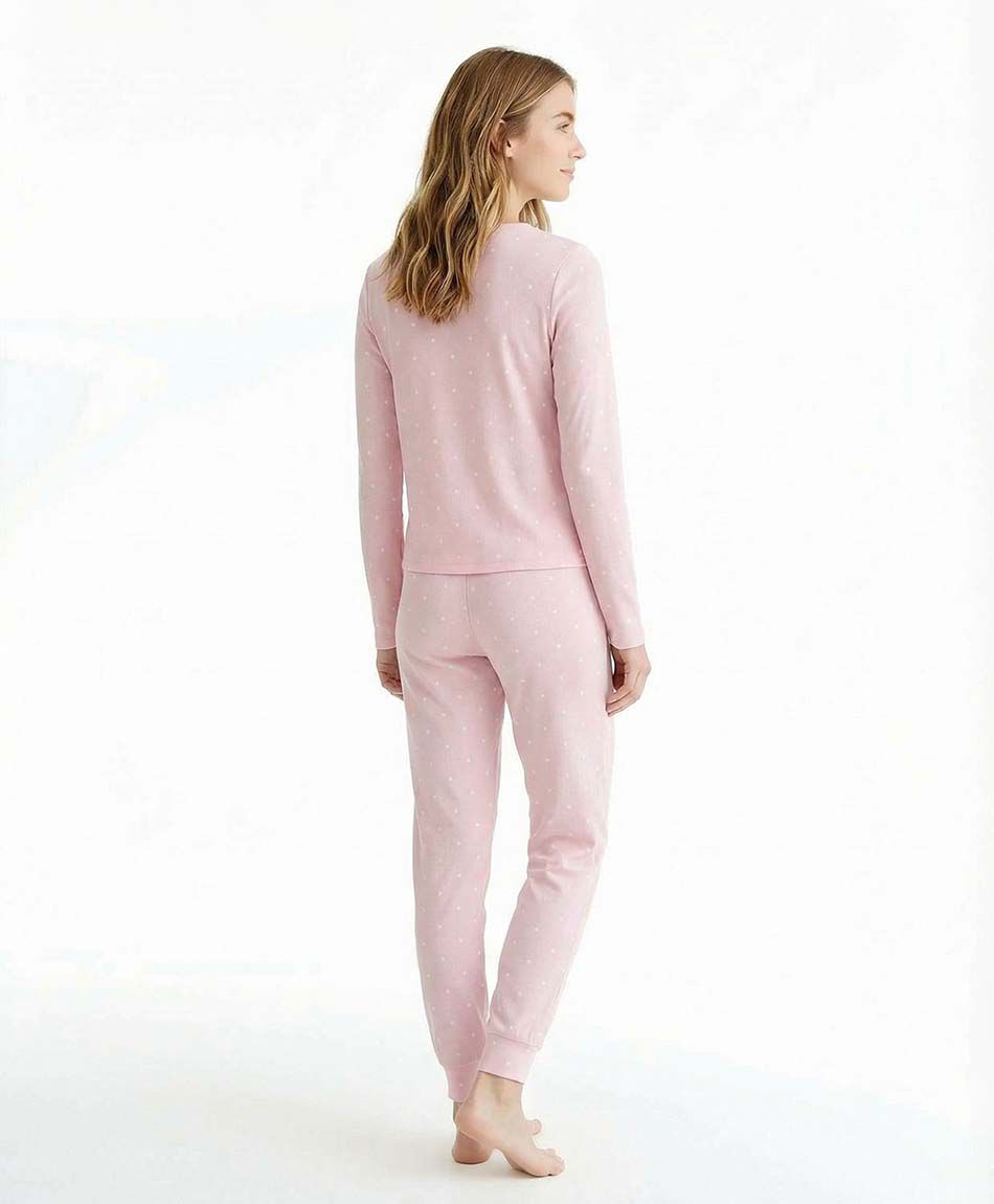 Pijama mujer cuello botones pink