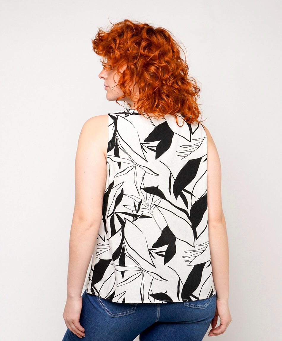 Camisa mujer hojas lino