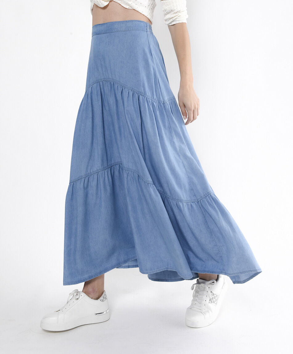Falda larga mujer denim pisos