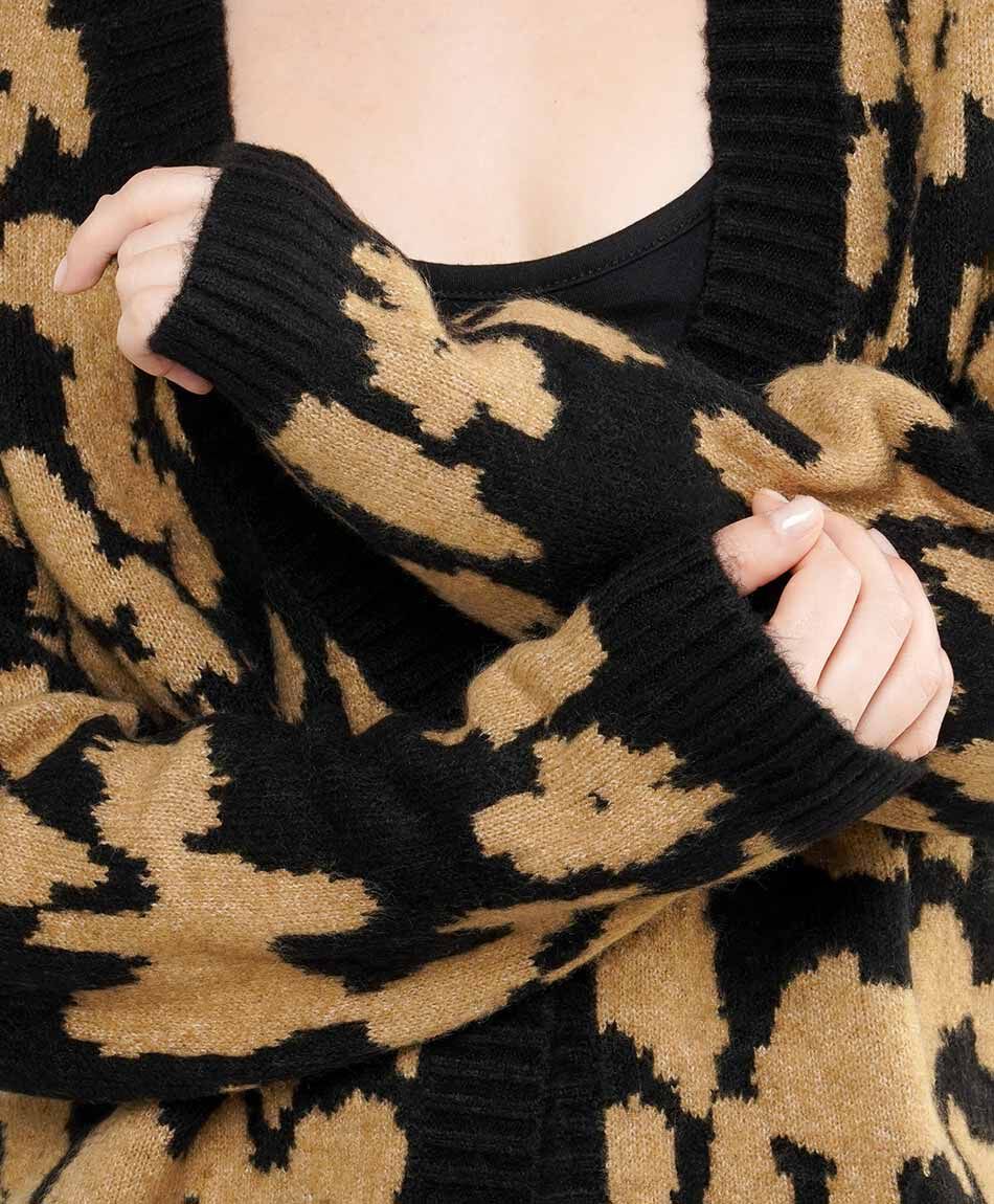 Cardigan mujer jacquard manchas
