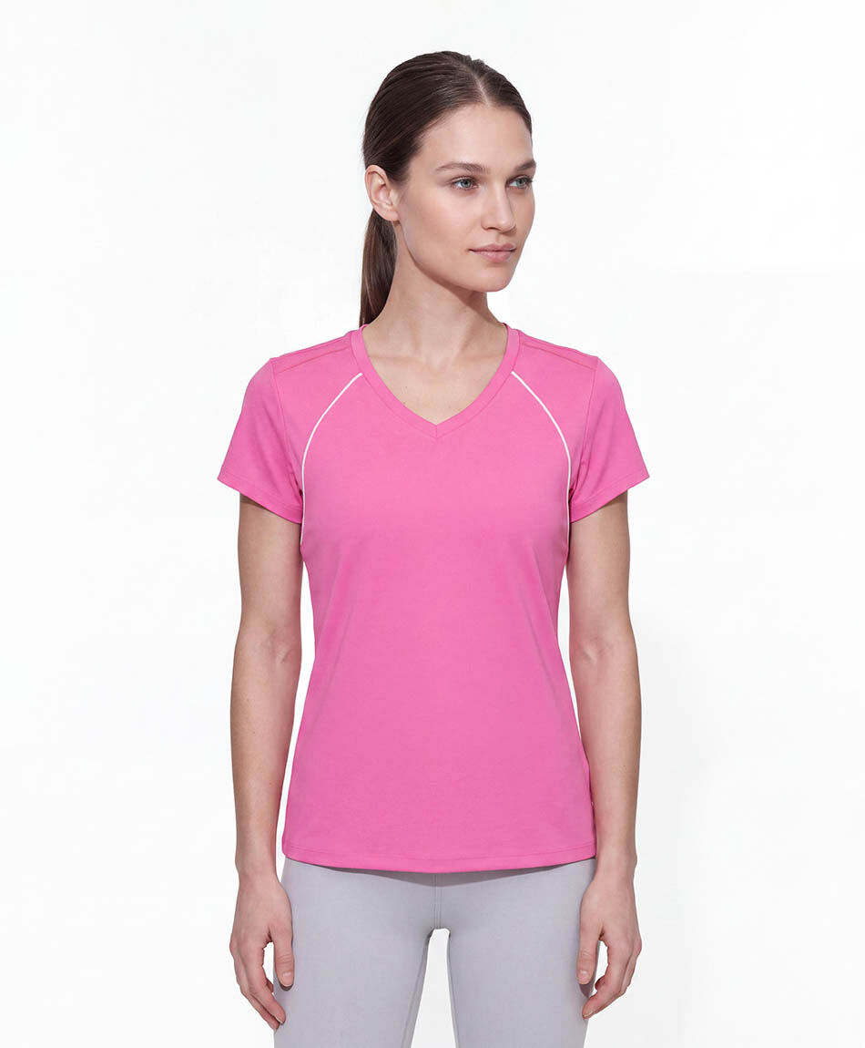 Remera deportiva mujer lisa pipping rosada