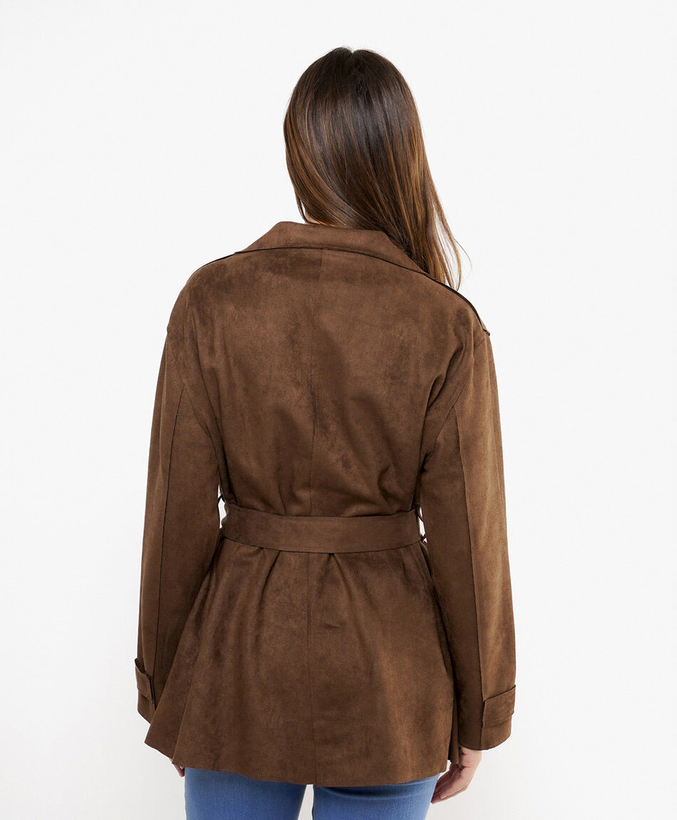 Abrigo mujer trench ante chocoate