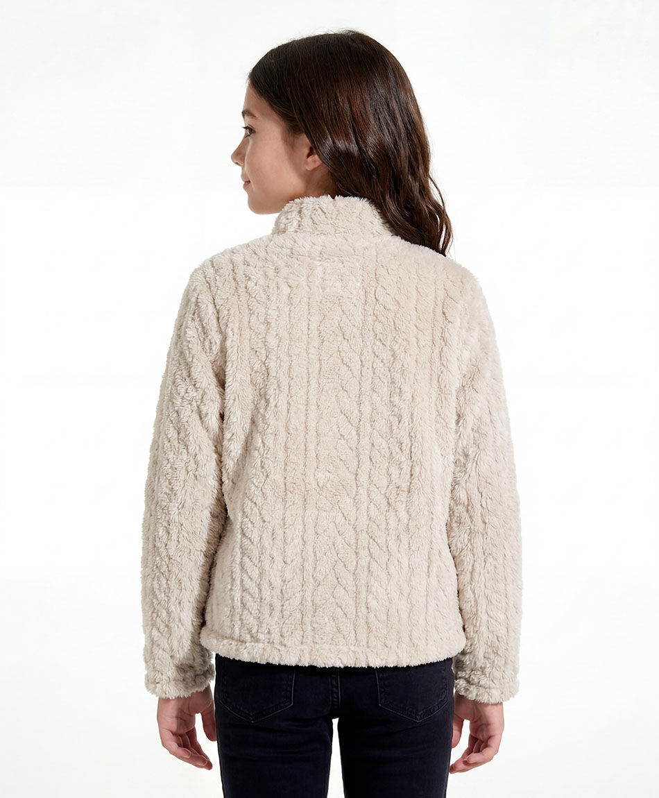 Buzo ni&ntilde;a sherpas trenzado white