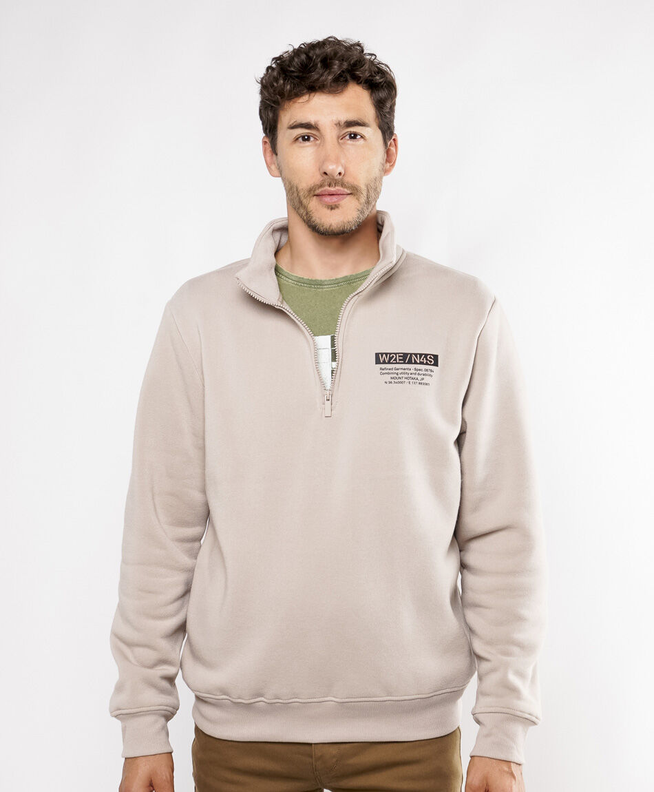 Buzo hombre mini print medio cierre