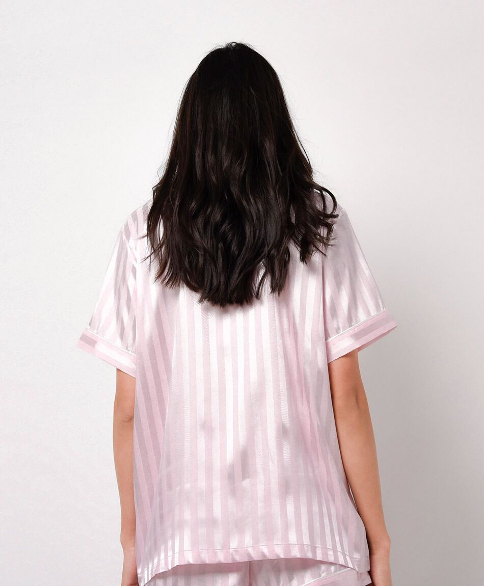 Pijama mujer camisero l&iacute;neas estilo sat&iacute;n