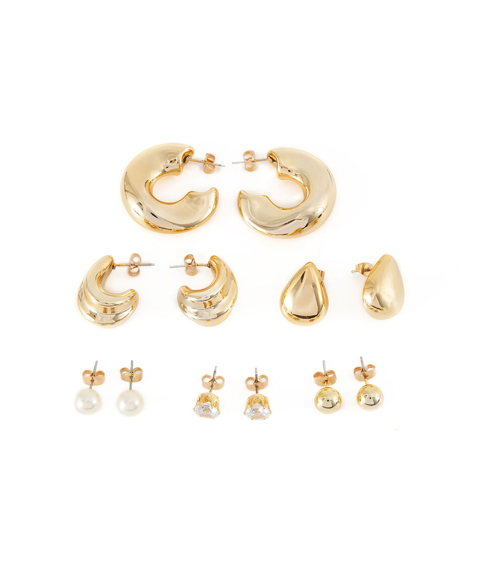 Set aros mujer dorados mix