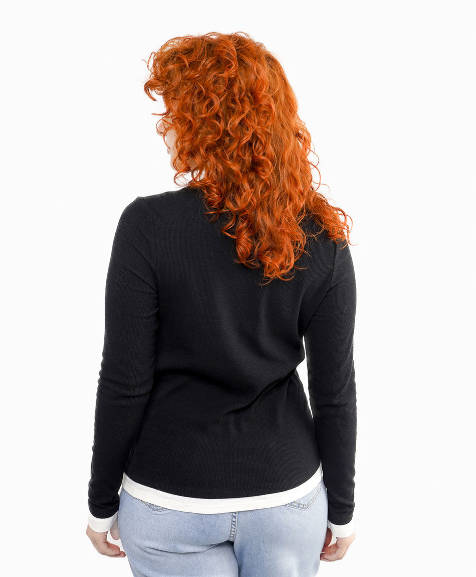 Remera mujer cuello abotonado white