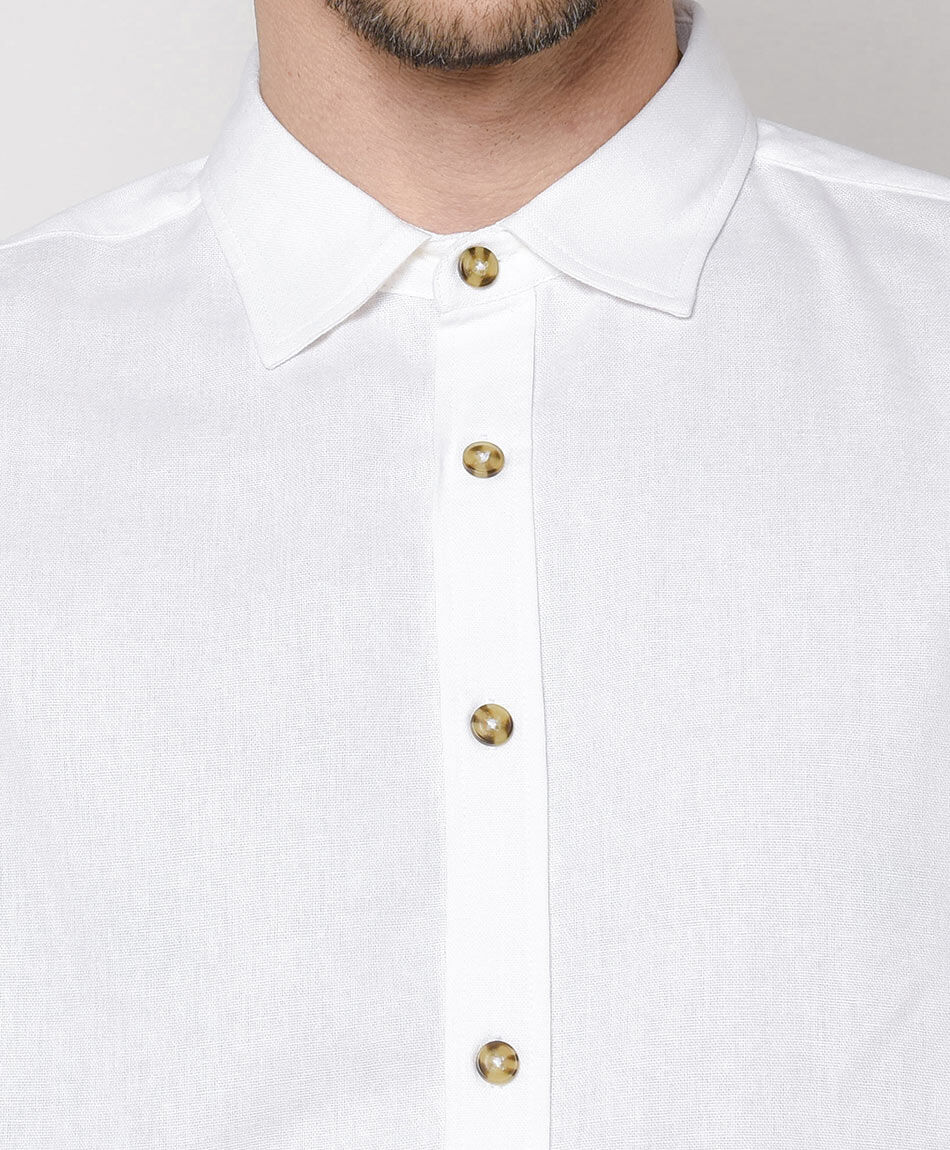 Camisa hombre lino blanca