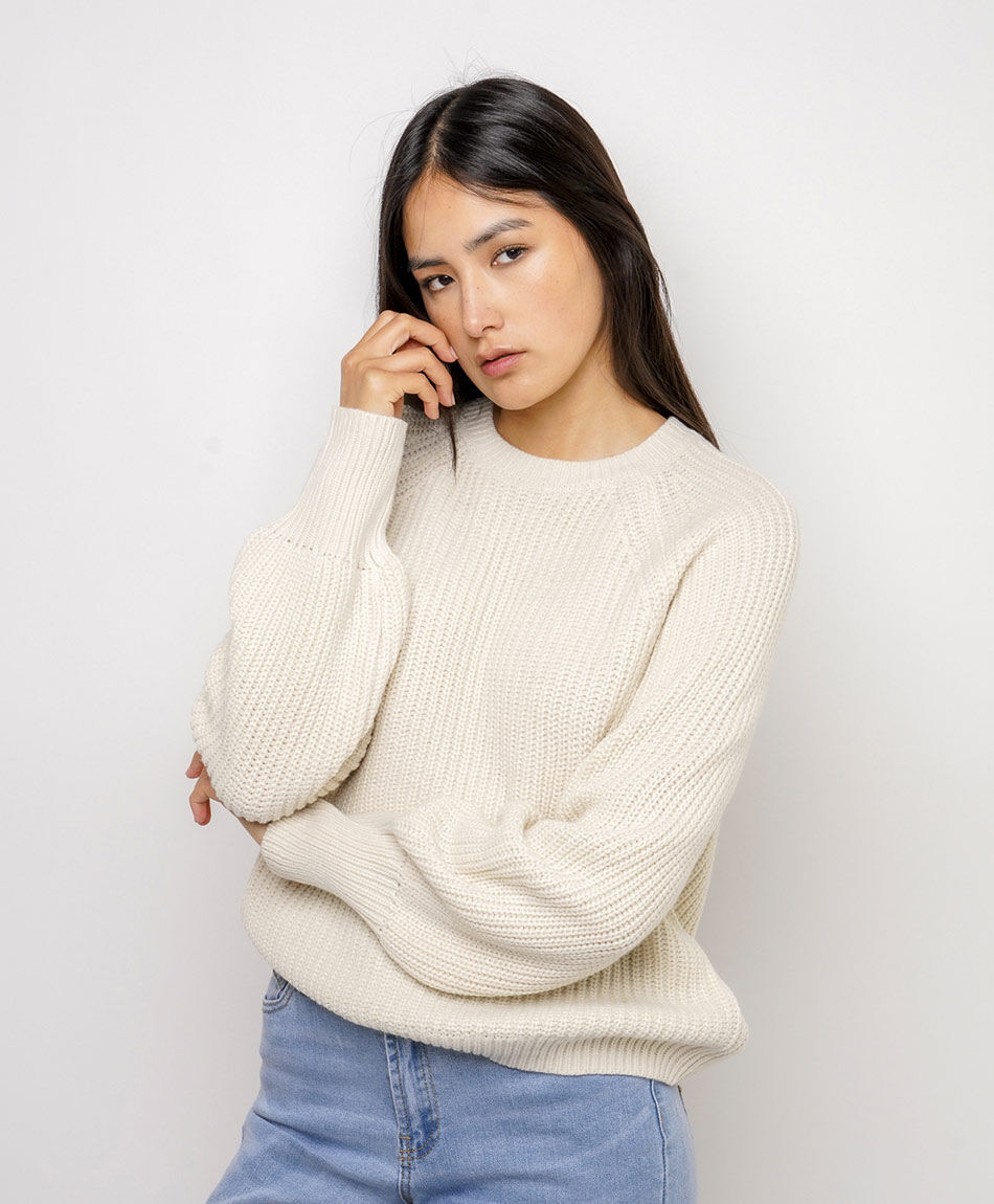 Sweater mujer punto ingl&eacute;s beige