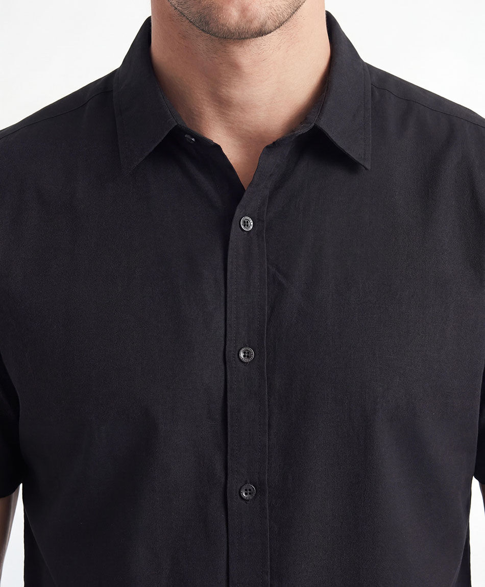 Camisa hombre viscosa negra