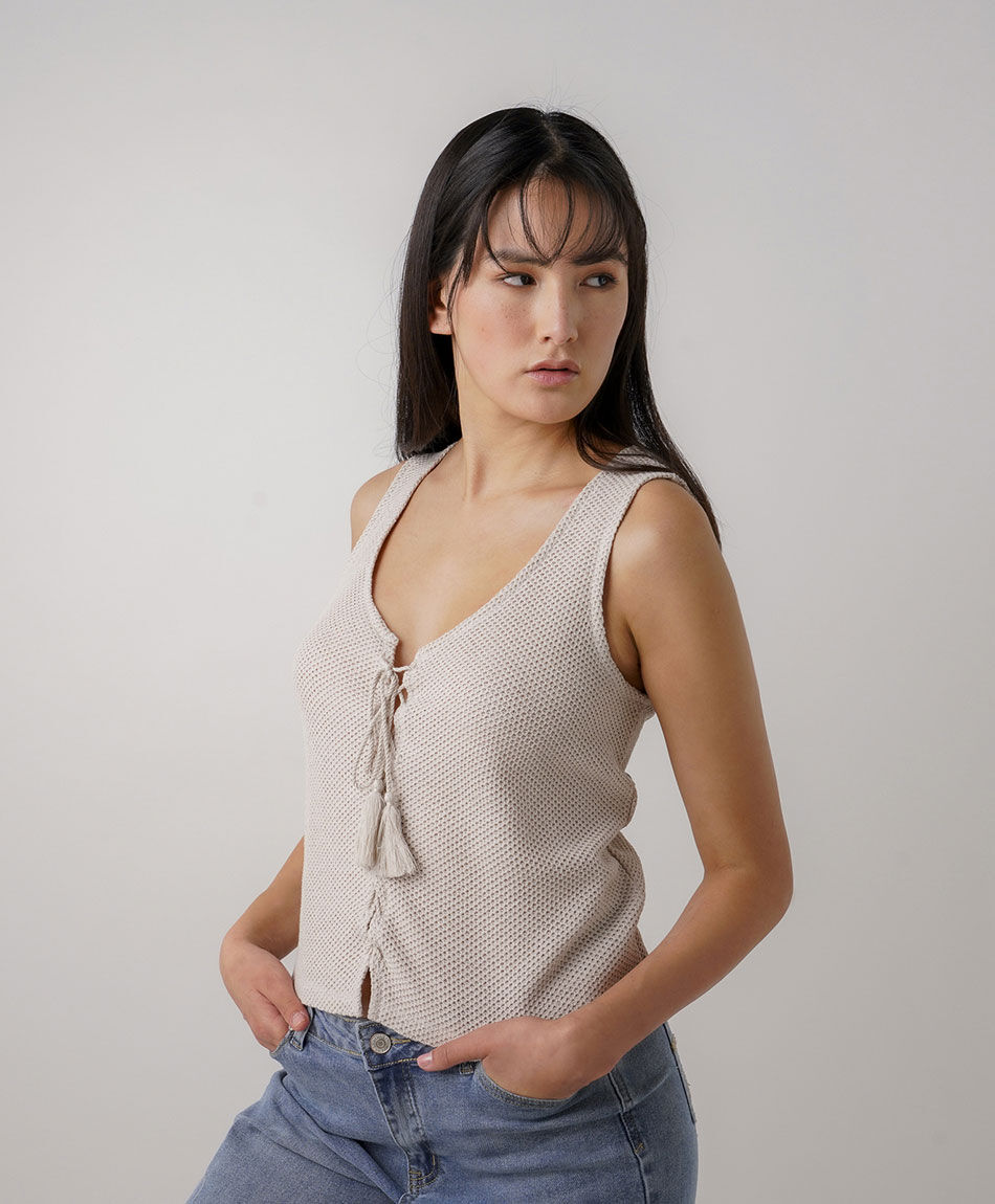 Cardigan mujer estilo chaleco calado