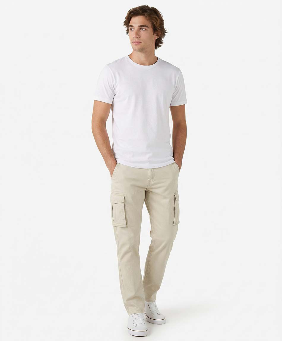 Pantal&oacute;n hombre liso cargo