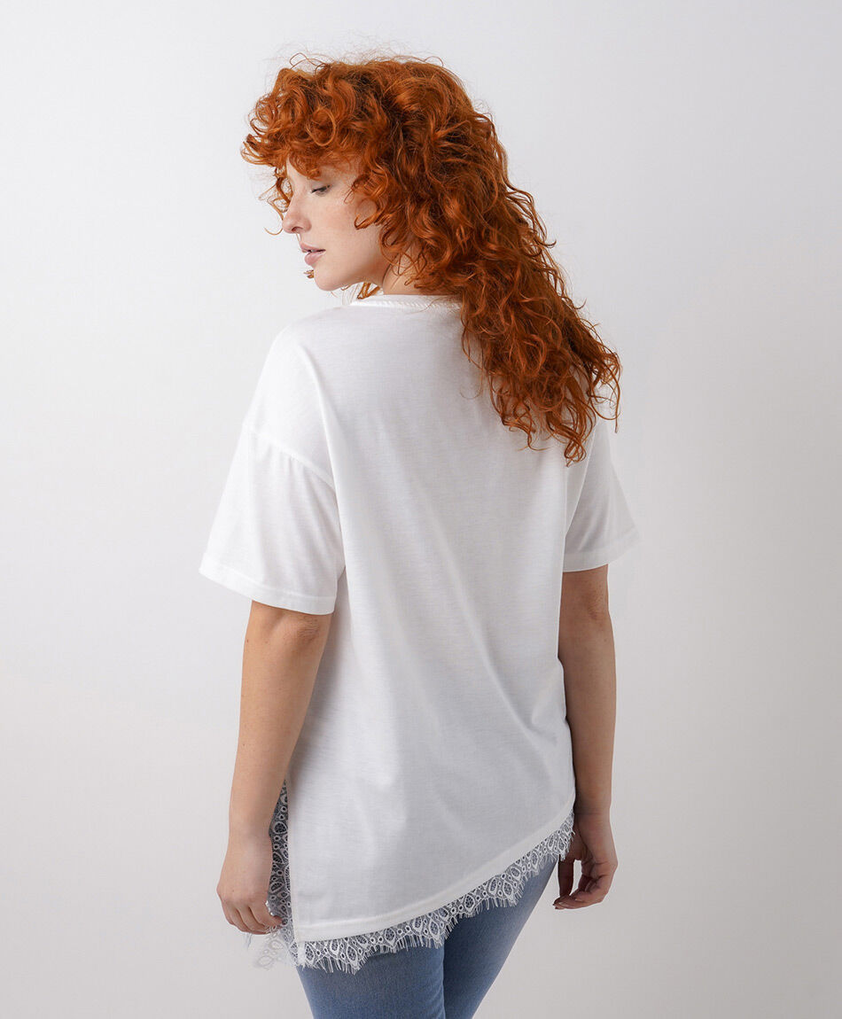 Remera mujer encaje inferior