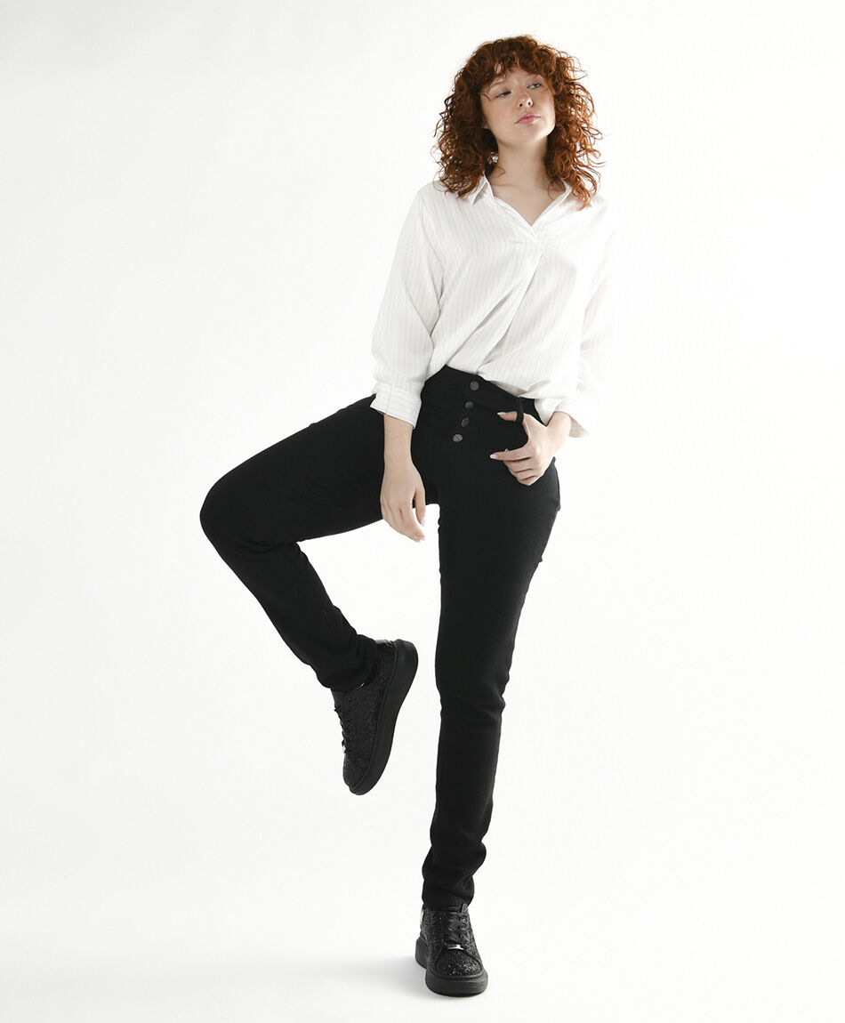 Jeans mujer liso botones skinny fit