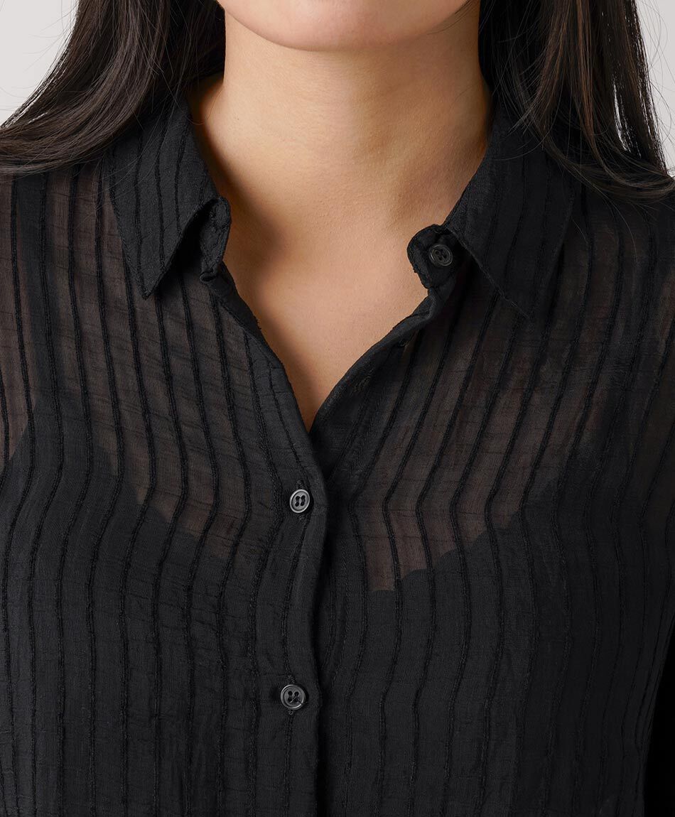 Camisa mujer transl&uacute;cida l&iacute;neas