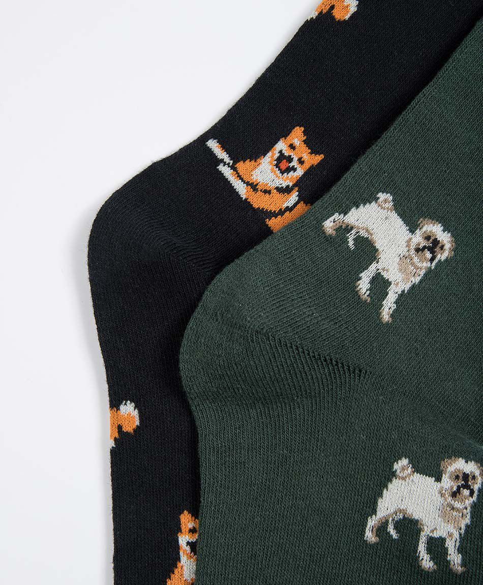 Pack 2 medias hombre dise&ntilde;o perritos