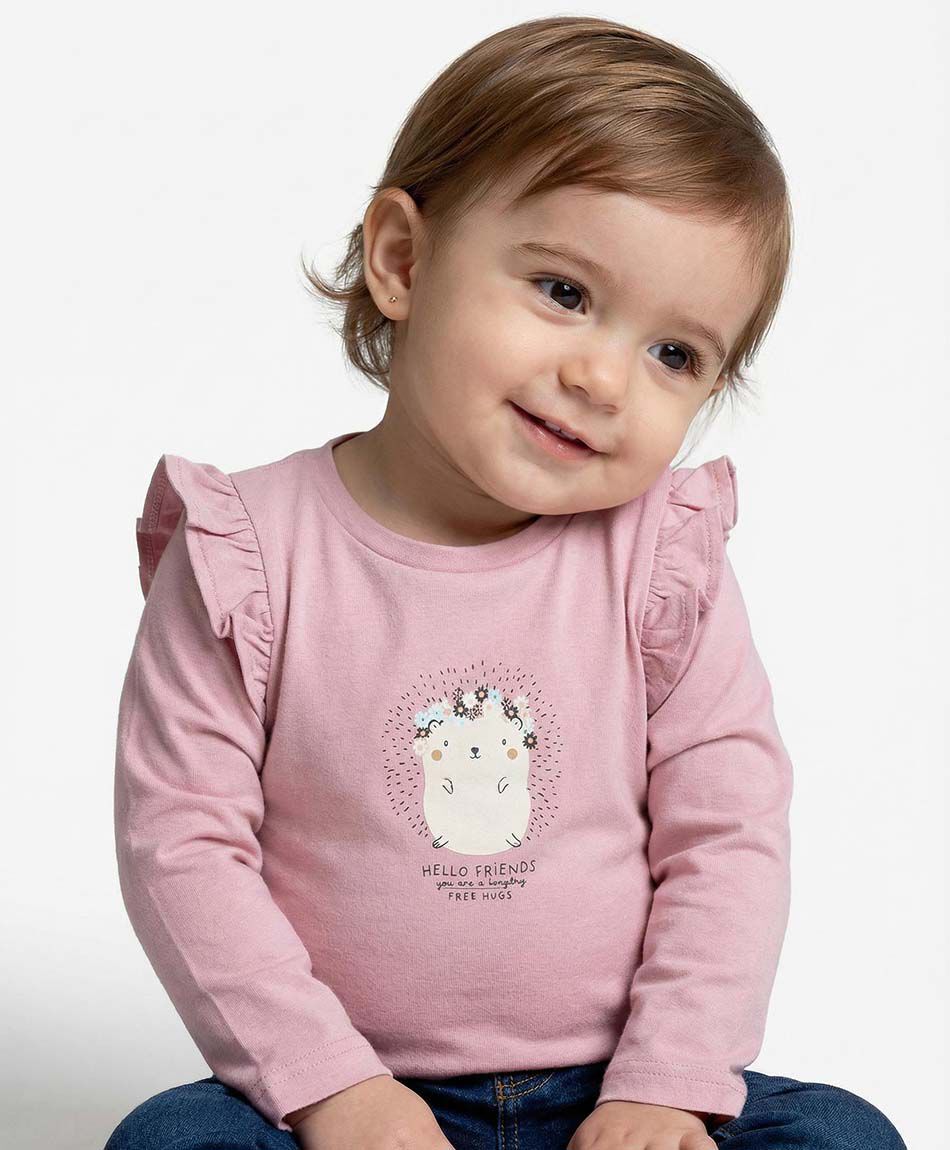 Remera beb&eacute; manga larga dise&ntilde;o erizo