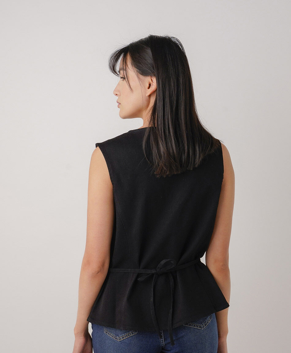 Chaleco mujer denim negro