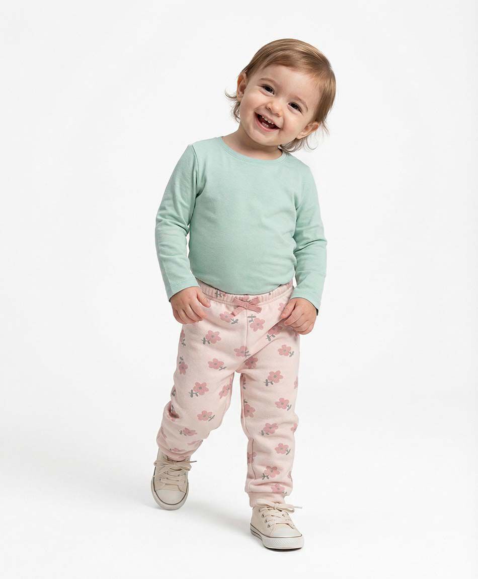 Pantal&oacute;n de buzo beb&eacute; floreado