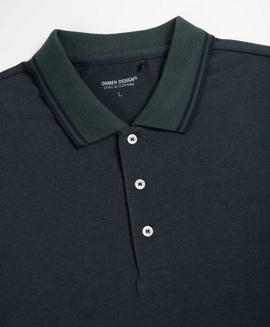 Remera hombre polo manga larga verde oscuro